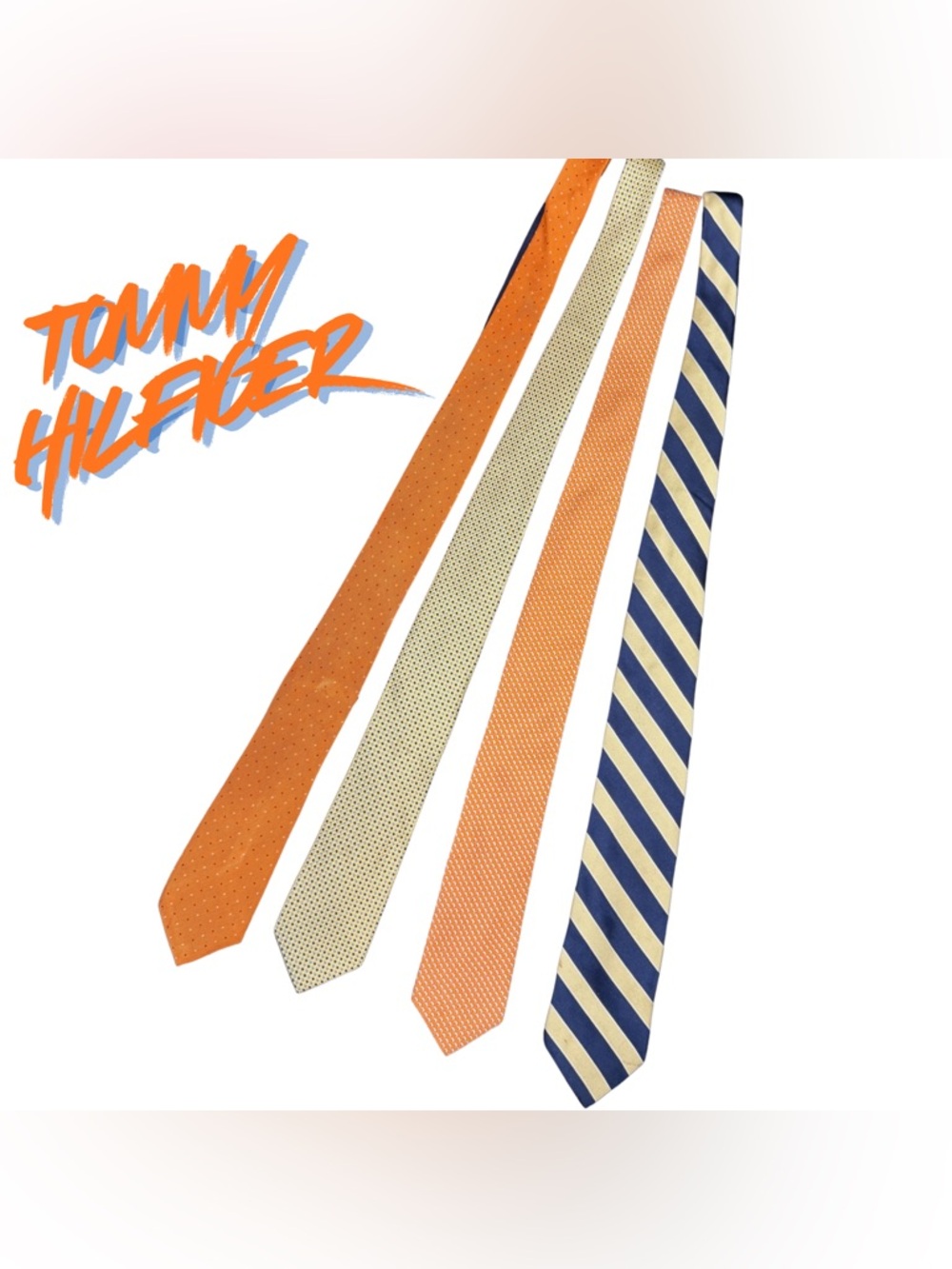 Tommy Hilfiger Orange,‎ Navy & Cream Men's Tie Set